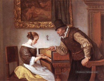Le clavecin Lesson Néerlandais genre peintre Jan Steen Peinture à l'huile